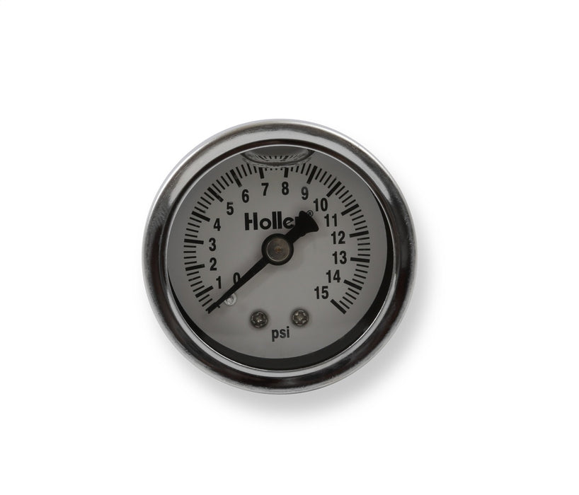 Holley 26-504 Mechanical Fuel Pressure Gauge; 0 - 15 psi; 1.5 in. Dia.; Liquid Filled; - Truck Part Superstore