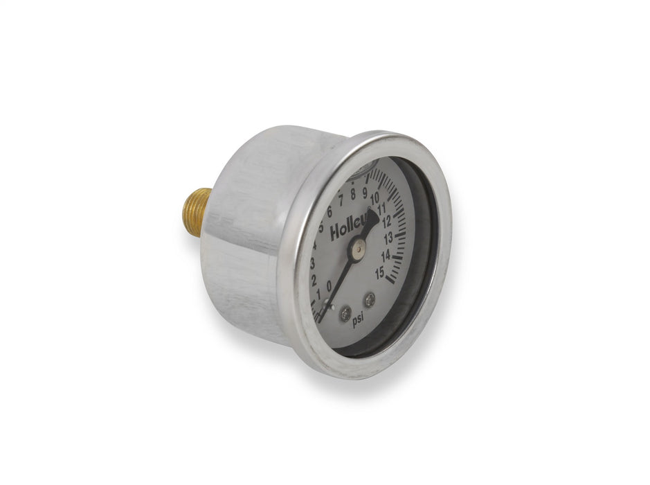 Holley 26-504 Mechanical Fuel Pressure Gauge; 0 - 15 psi; 1.5 in. Dia.; Liquid Filled; - Truck Part Superstore