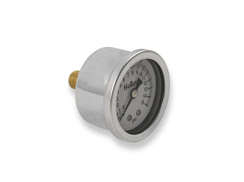 Holley 26-504 Mechanical Fuel Pressure Gauge; 0 - 15 psi; 1.5 in. Dia.; Liquid Filled; - Truck Part Superstore