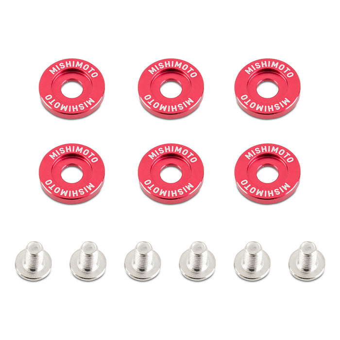 Mishimoto MMFW-LG-6RD Mishimoto M6 X 1.0 Fender Washer and Bolt Kit, 20mm OD, 6 pcs, Red - Truck Part Superstore