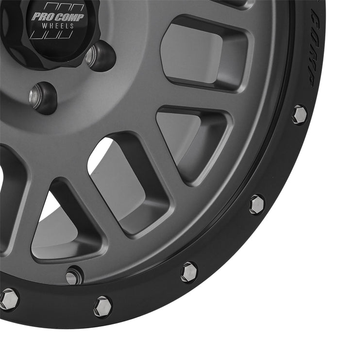 Pro Comp Alloy Wheels 2640-893650 Series 40 Vertigo 18x9 with 6 on 135 Bolt Pattern OS 0 Dark Gray Finish Pro Comp Alloy Wheels - Truck Part Superstore