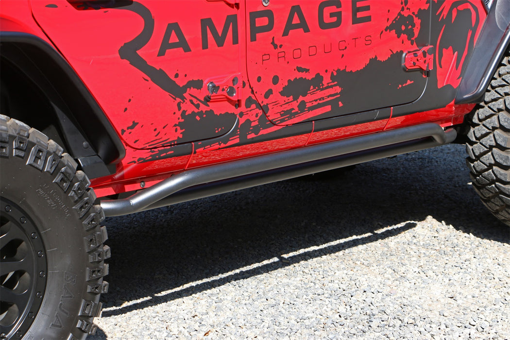 Rampage 26631 Rail Side™ Rocker Guard; Textured Black Powder Coat; w/Recessed Step; Pair; - Truck Part Superstore
