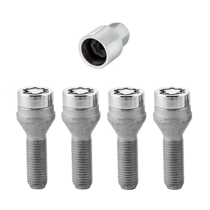 McGard 27015 Chrome Bolt Style Cone Seat Wheel Lock Set (M12 x 1.5)- Set of 4 Locks and 1 Key - Truck Part Superstore