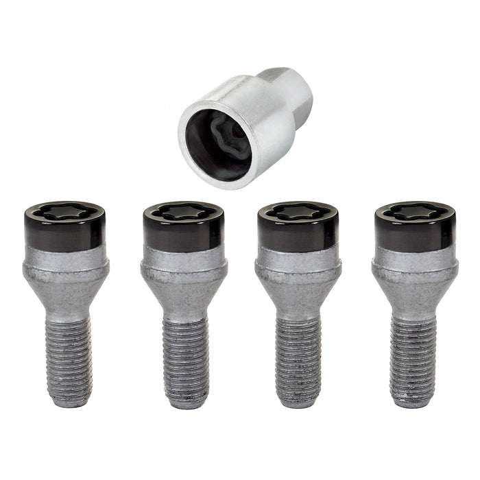 McGard 27178 Black Bolt Style Cone Seat Wheel Lock Set (M12 x 1.5) - Set of 4 Locks and 1 Key - Truck Part Superstore