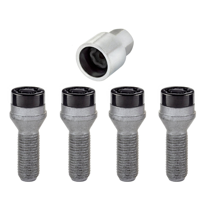 McGard 27305 Black Bolt Style Cone Seat Wheel Lock Set (M14 x 1.5) - Set of 4 Locks and 1 Key - Truck Part Superstore
