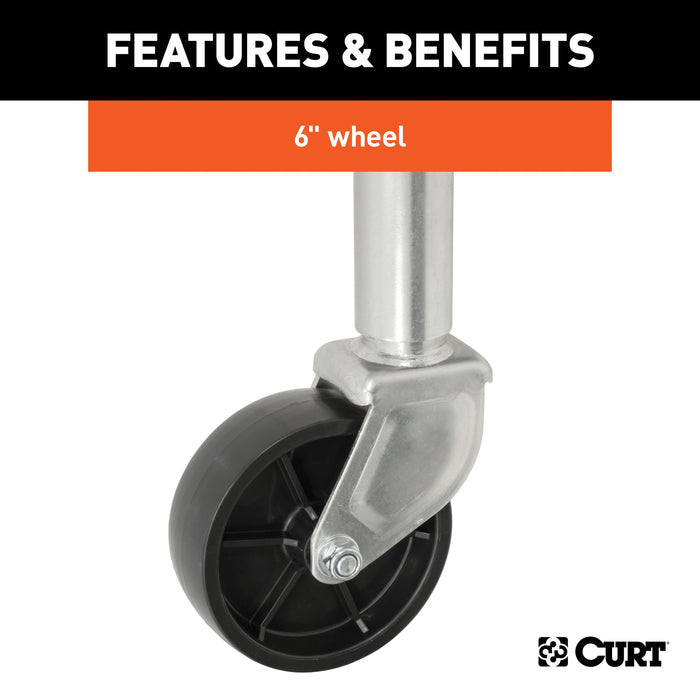 CURT 28112 Marine Jack with 6in. Wheel (1;200 lbs; 10in. Travel) - Truck Part Superstore