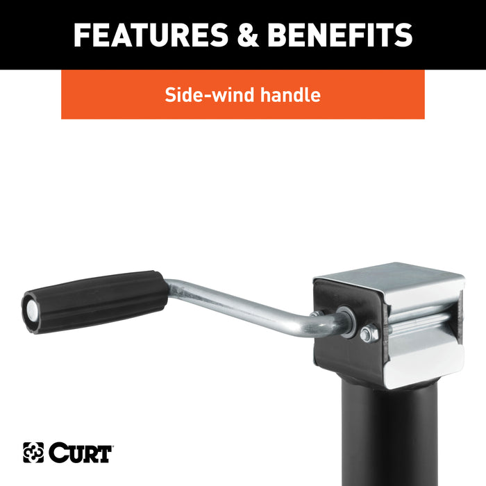 CURT 28302 Bracket-Mount Swivel Jack with Side Handle (2;000 lbs; 10in. Travel) - Truck Part Superstore