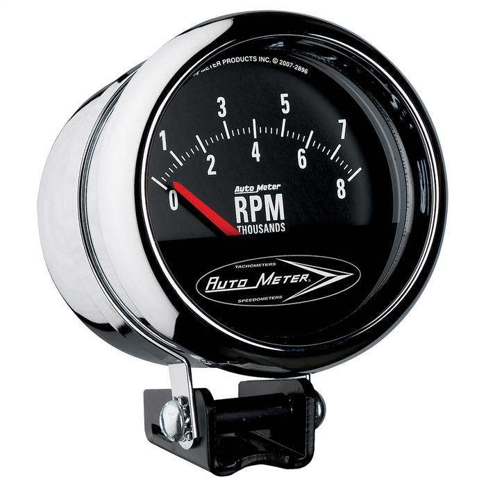 AutoMeter 2897 GAUGE; TACH; 3 3/4in.; 8K RPM; PEDESTAL W/RETRO SHORT SWEEP; TRADITIONAL CHROME - Truck Part Superstore
