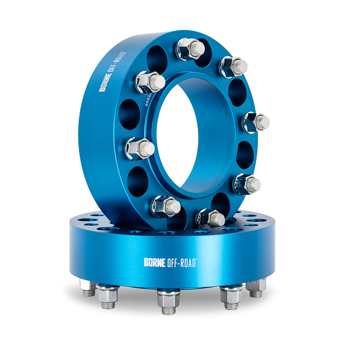 Mishimoto BNWS-002-500BL Wheel Spacers, 8X170, 125mm Center Bore, M14 X 1.5, 2.00-in Thick, Blue - Truck Part Superstore