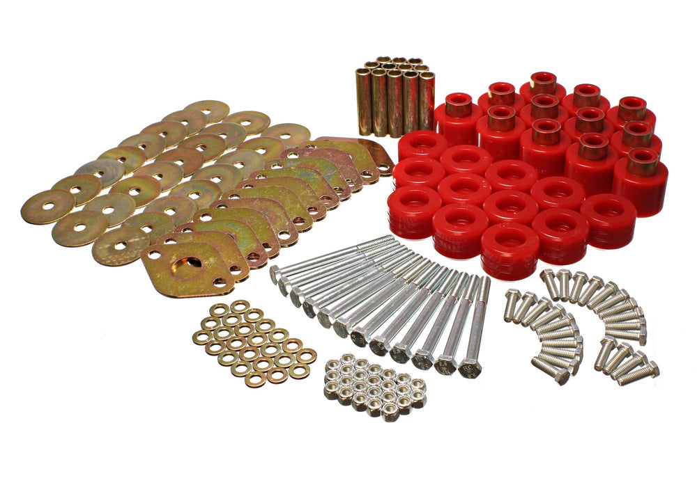 Energy Suspension 2.4110R Body Mount Set; Red; 1 in. Lift; Includes Hardware; - Truck Part Superstore
