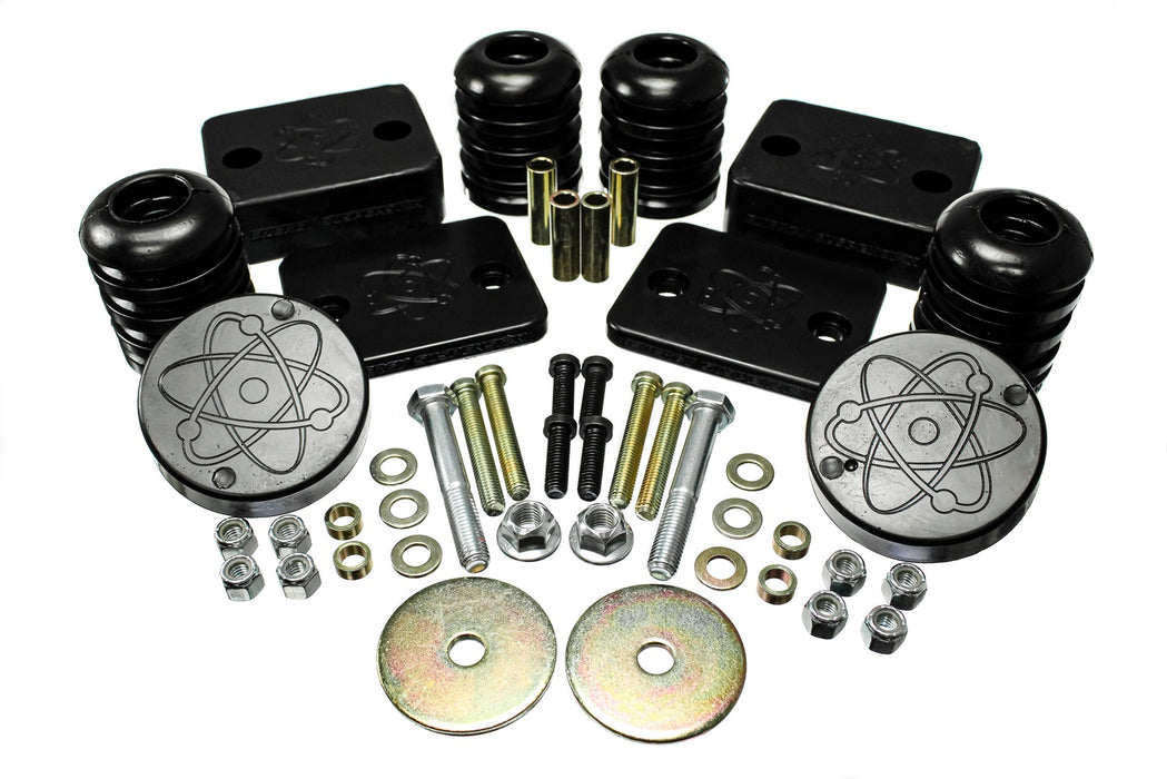 Energy Suspension 2.6115G Bump Stop Set; Black; Front And Rear; Jounce Bumpers; w/Spacer And Hardware; - Truck Part Superstore