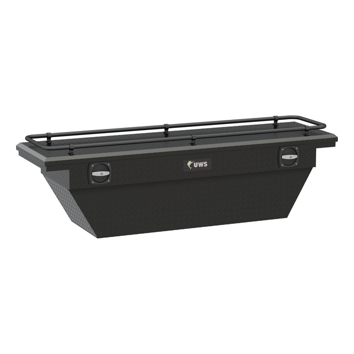 UWS SLD69-A-LP-MB-R Matte Black Aluminum 69in. Deep Angled Secure Lock Tool Box; Low Profile; Rail - Truck Part Superstore