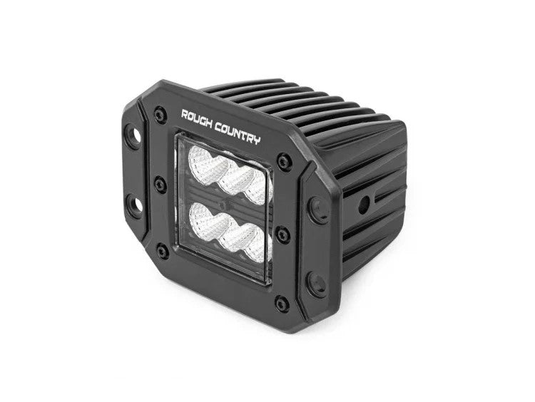 Rough Country 70113BL 2 Inch Square Flush Mount Cree LED Lights Pair Black Series, Flood Beam Rough Country - Truck Part Superstore