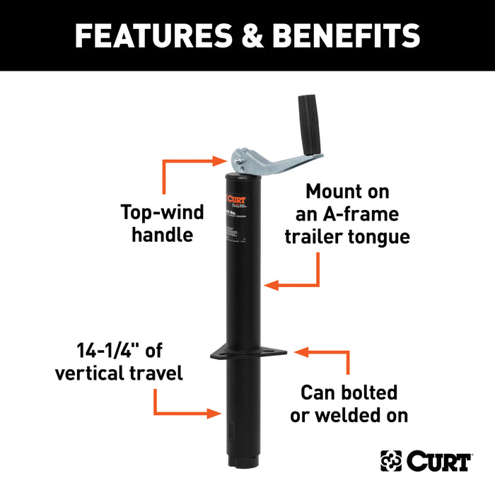 CURT 28200 CURT 28200 A-Frame Trailer Jack; 2;000 lbs; 14-1/4 Inches Vertical Travel - Truck Part Superstore