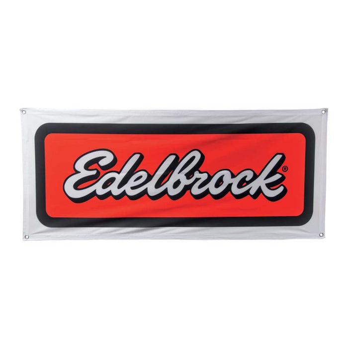 Edelbrock 0371 Logo Banner #0371 Polyester Material, 26 X 62 Inches With Grommets - Truck Part Superstore