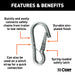 CURT 81266 3/8in. Snap Hook (2;000 lbs.) - Truck Part Superstore