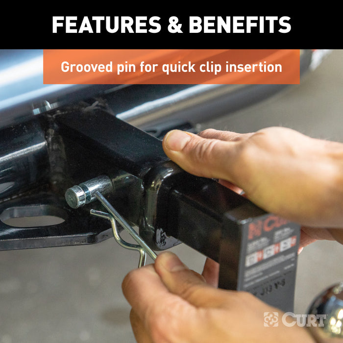 CURT 21403 1/2in. Hitch Pin with Groove (1-1/4in. Receiver; Zinc) - Truck Part Superstore