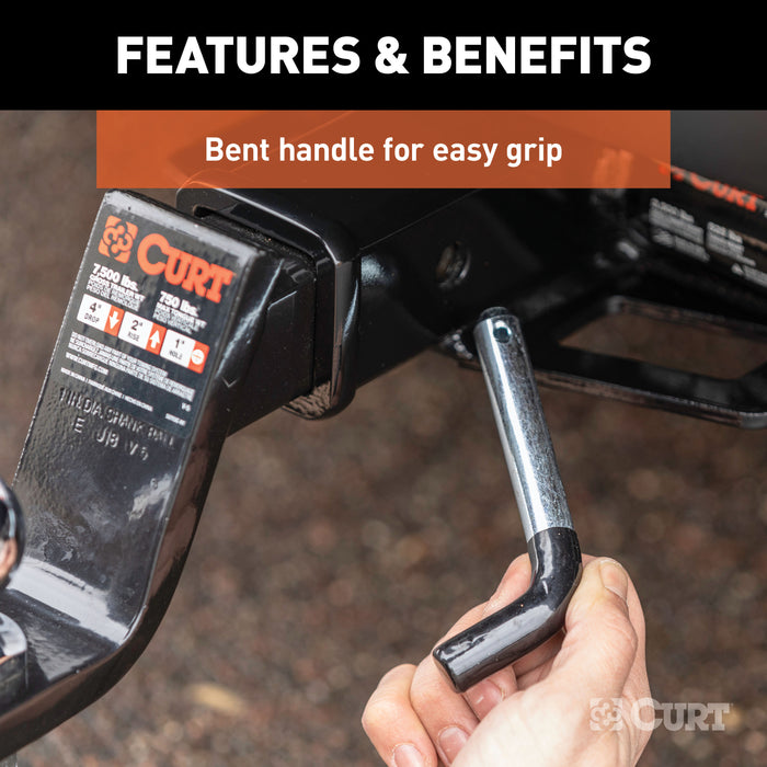 CURT 21511 5/8in. Hitch Pin (2in. Receiver; Zinc with Rubber Grip; Packaged) - Truck Part Superstore