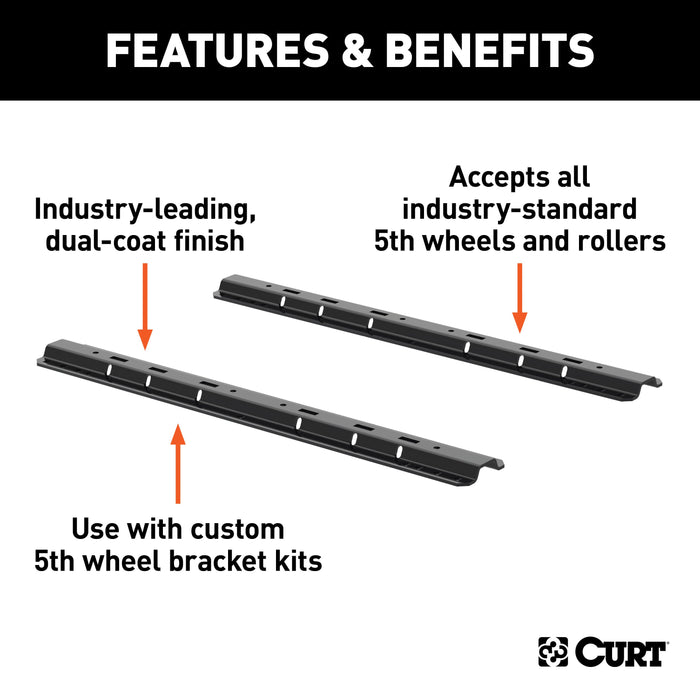 CURT 16204 CURT 16204 Industry-Standard 5th Wheel Hitch Rails; Carbide Black; 25;000 Pounds - Truck Part Superstore