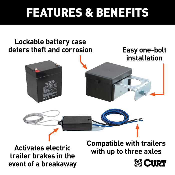 CURT 52026 CURT 52026 Soft-Trac 2 Trailer Breakaway Switch Kit System with Battery - Truck Part Superstore
