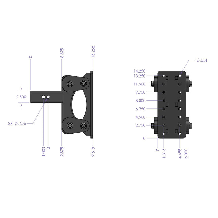 GEN-Y Hitch GH-1301 The BOSS TORSION-FLEX Pintle Plate 2.5" Shank 6.5" Drop 2.4K TW 21K Hitch - Truck Part Superstore