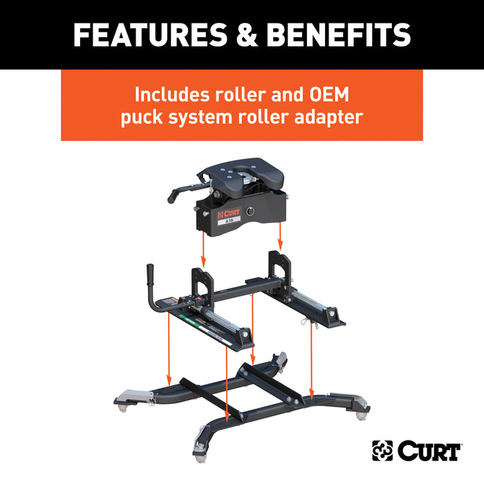 CURT 16685 A16 Sliding 5th Wheel Hitch; 16K; Select Ram 2500; 3500; 6.5ft. Bed Puck System - Truck Part Superstore