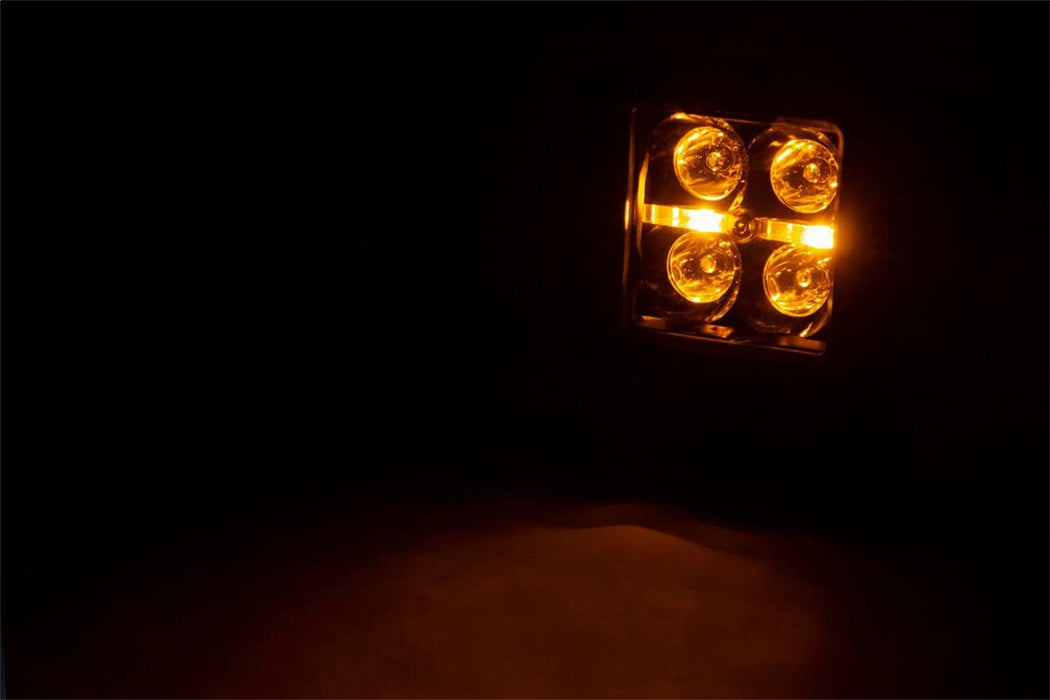 Rough Country 70803BLKDRLA 2 Inch Square Flush Mount Cree LED Lights Pair Black Series w/Amber DRL Rough Country - Truck Part Superstore