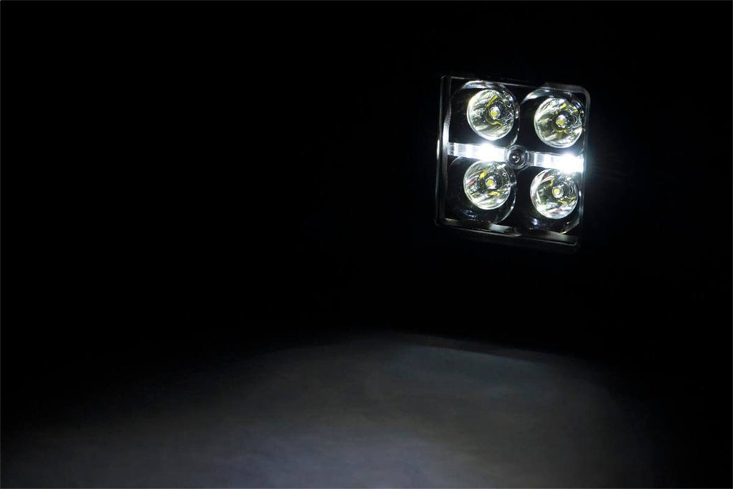 Rough Country 70803BLKDRL 2 Inch Square Flush Mount Cree LED Lights Pair Black Series w/Cool White DRL Rough Country - Truck Part Superstore