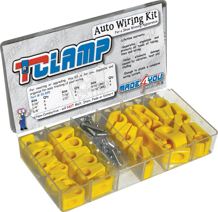 Lokar 30-895-15 T Clamp Auto Wiring Kit; 3/16 in.-11/16 in; 8AN; Yellow; - Truck Part Superstore