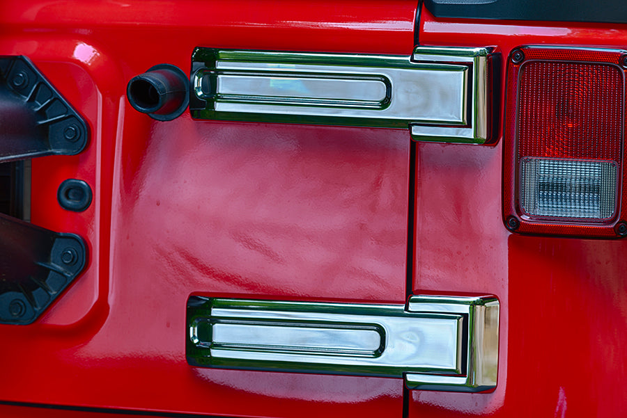 Kentrol 30017 Jeep JK Tailgate Hinge Overlays 4 Pieces 07-18 Wrangler JK Polished Silver Kentrol - Truck Part Superstore