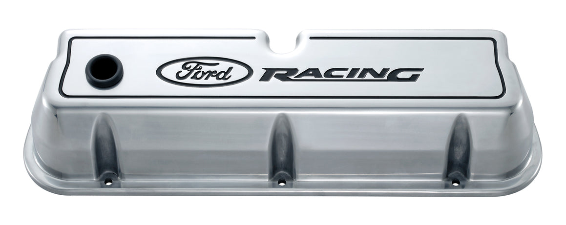 Ford Racing 302-001 Engine Valve Covers Tall Style Die Cast Polished with Ford Logo For SB Ford Recessed Black Ford Racing Logo Ford Racing - Truck Part Superstore