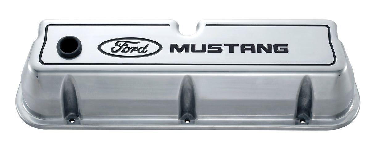 Ford Racing 302-030 Engine Valve Covers Tall Style Die Cast Polished with Mustang Logo SB Ford Recessed Black Ford Mustang Logo Ford Racing - Truck Part Superstore