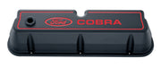 Ford Racing 302-056 Engine Valve Covers Tall Style Die Cast Black with Cobra Logo For SB Ford Recessed Red Ford COBRA Logo Ford Racing - Truck Part Superstore