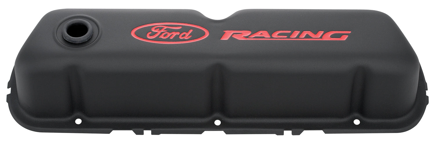 Ford Racing 302-072 Engine Valve Covers Tall Style Steel Black with Ford Logo For SB Ford Recessed Red Ford Racing Logo Ford Racing - Truck Part Superstore