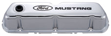 Ford Racing 302-100 Engine Valve Covers Tall Style Steel Chrome with Mustang Logo For SB Ford Recessed Black Ford Mustang Logo Ford Racing - Truck Part Superstore