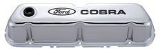 Ford Racing 302-116 Engine Valve Covers Tall Style Steel Chrome with Cobra Logo For SB Ford Recessed Black Ford COBRA Logo Ford Racing - Truck Part Superstore
