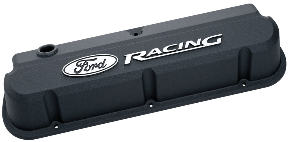 Ford Racing 302-135 Valve Covers Slant Edge Tall Die Cast Black with Raised Ford Logo SB Ford Raised Ford Racing Logo Ford Racing - Truck Part Superstore