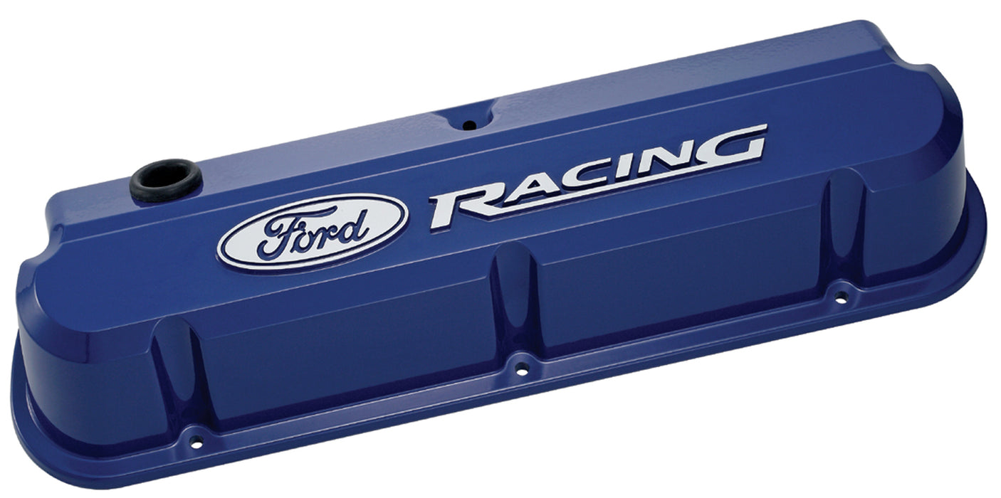 Ford Racing 302-136 Valve Covers Slant Edge Tall Die Cast Blue with Raised Ford Logo SB Ford Raised Ford Racing Logo Ford Racing - Truck Part Superstore