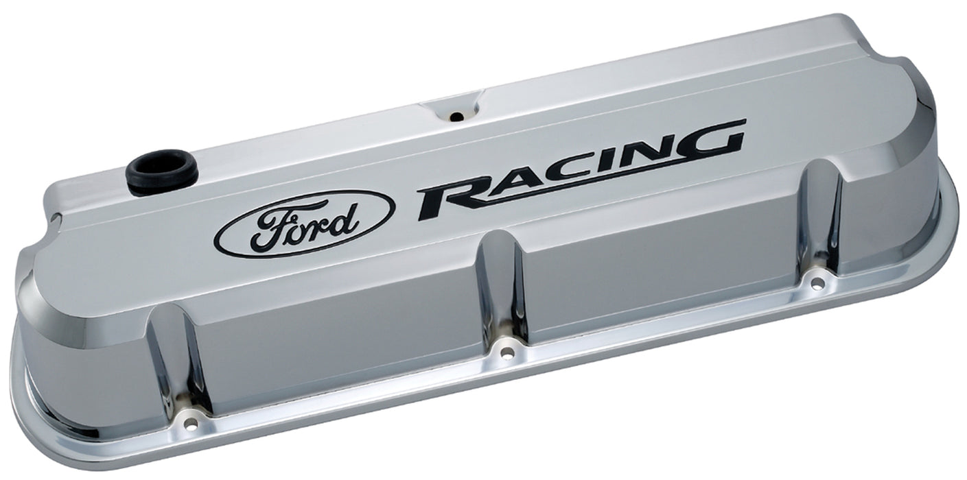 Ford Racing 302-139 Valve Covers Slant Edge Tall Die Cast Chrome w/Recessed Ford Logo SB Ford Recessed Black Ford Racing Logo Ford Racing - Truck Part Superstore
