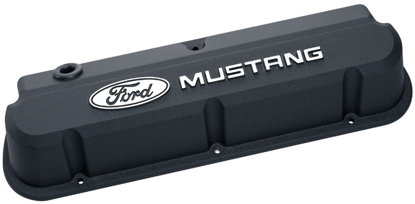Ford Racing 302-140 Valve Covers Slant Edge Tall Die Cast Black with Raised Mustang Logo SB Ford Raised Ford Mustang Logo Ford Racing - Truck Part Superstore