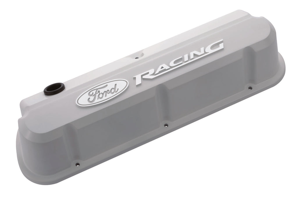 Ford Racing 302-142 Valve Covers Slant Edge Tall Die Cast White with Raised Ford Logo SB Ford Raised Ford Racing Logo Ford Racing - Truck Part Superstore