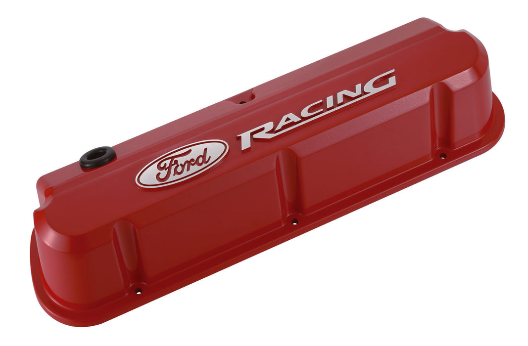 Ford Racing 302-143 Valve Covers Slant Edge Tall Die Cast Red with Raised Ford Logo SB Ford Raised Ford Racing Logo Ford Racing - Truck Part Superstore