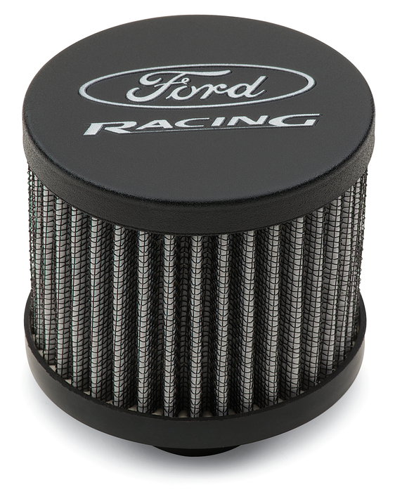 Ford Racing 302-234 Engine Valve Cover Breather 3 Inch Dia Ford Logo Push-In w/o Hood Black Crinkle Ford Racing - Truck Part Superstore