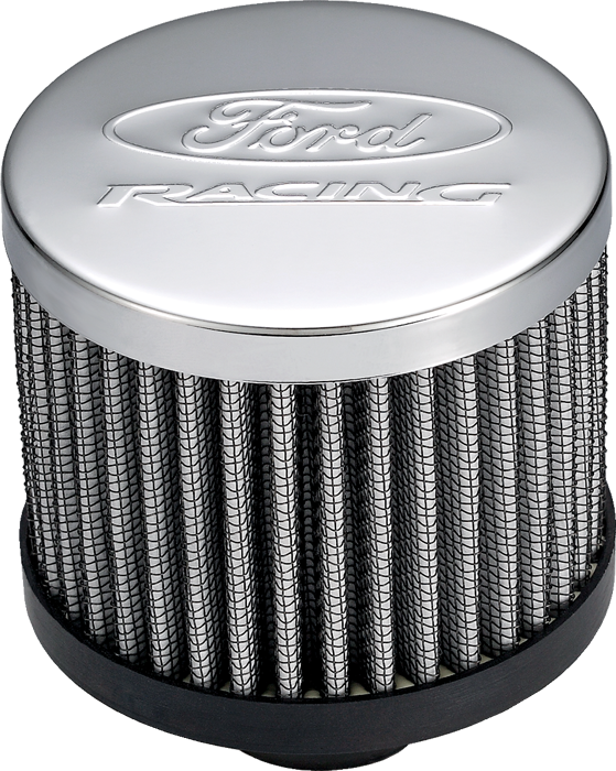 Ford Racing 302-236 Engine Valve Cover Breather 3 Inch Diameter Ford Logo Push-In Style w/o Hood Chrome Ford Racing - Truck Part Superstore