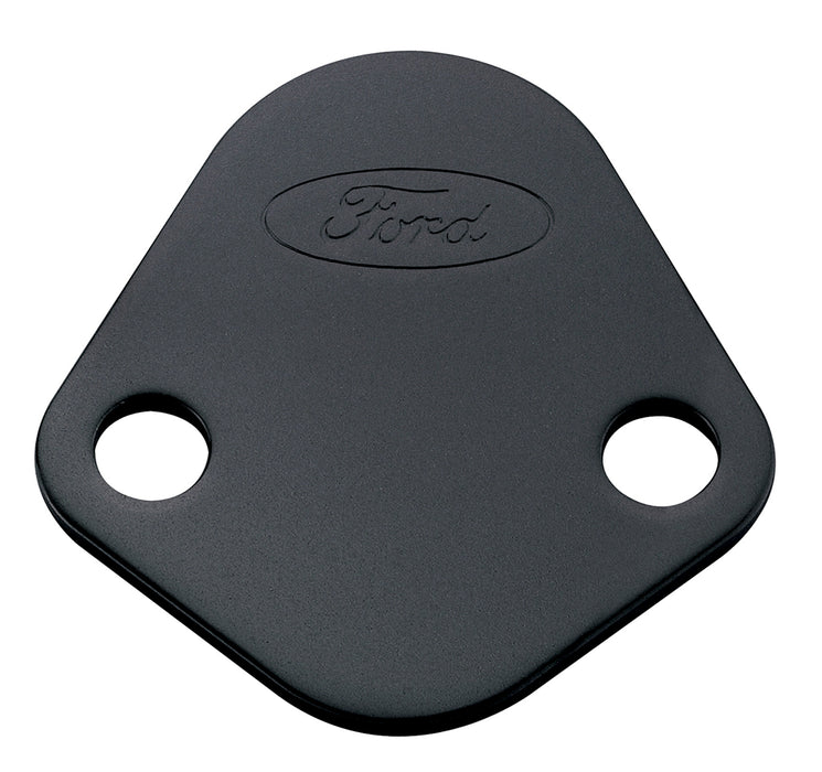 Ford Racing 302-291 Fuel Pump Block-Off Plate Black Crinkle with Ford Oval Fits 289-351W Ford V8's Ford Racing - Truck Part Superstore