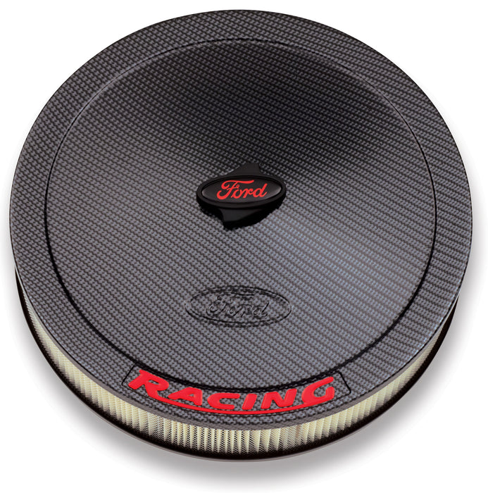 Ford Racing 302-354 Air Cleaner Kit Carbon Style Embossed Ford Logo W/Red Lettering 13 Inch Diameter Ford Racing - Truck Part Superstore