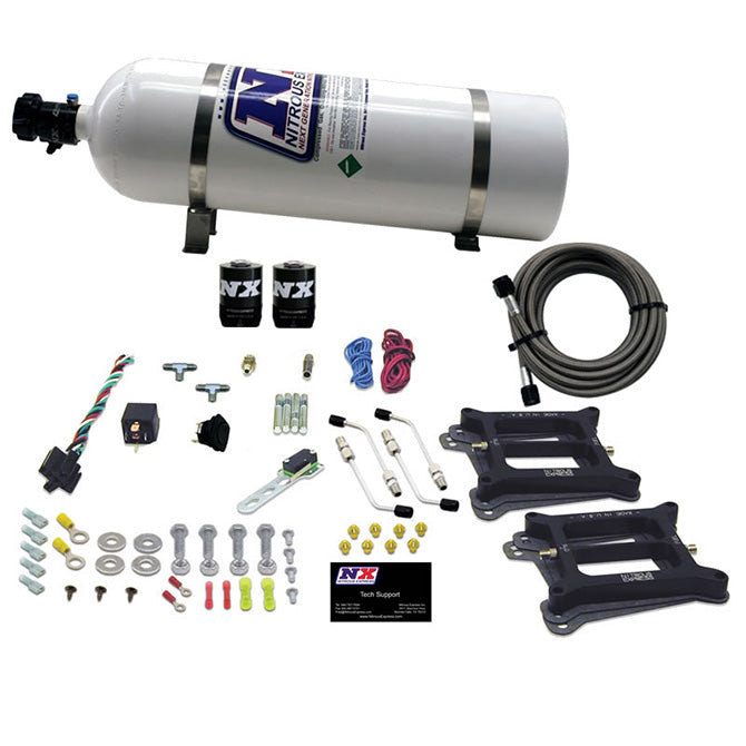 Nitrous Express 30240-15 DUAL/4150/GASOLINE (50-100-150-200-250-300HP) WITH 15LB BOTTLE - Truck Part Superstore