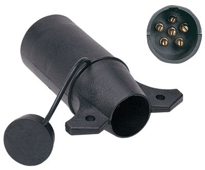 Husky Towing 30314 7 RV Blade To 6 Pole Round W/O LED Battery Monitor Univ Center Pin & Dust Cover - Truck Part Superstore