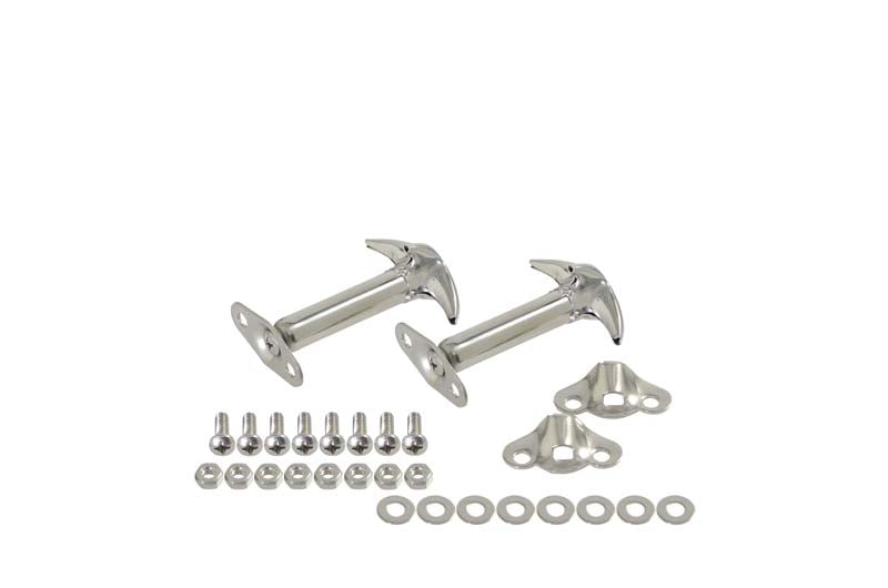 Kentrol 30401 Jeep CJ/YJ Hood Catch Pair 55-95 CJ and Wrangler YJ Polished Silver Kentrol - Truck Part Superstore