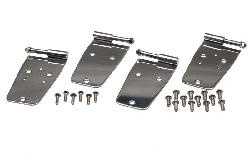 Kentrol 30420 Jeep CJ/YJ Door Hinge Set 4 Pieces 76-93 CJ and Wrangler YJ Polished Silver Kentrol - Truck Part Superstore
